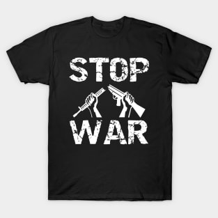 Stop War Broken Gun - White Design for Peace Loving People T-Shirt